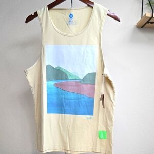Vast Life Graphic Tank‎ Top Size S Beige Sleeveless Cotton